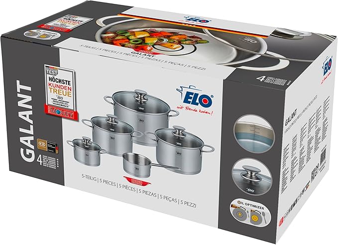 ELO 72596 Galant 5-Piece Saucepan Set Stainless Steel Silver