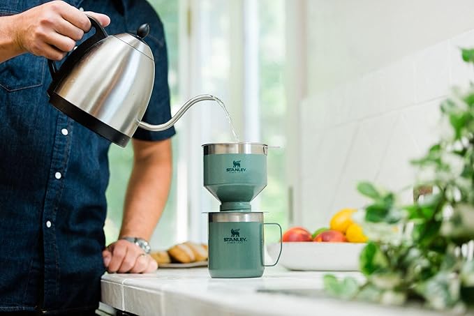 STANLEY Perfect Brew Pour Over | Reusable Stainless Steel Filter | Insulated Stainless Steel Drip Coffee Maker | BPA-Free | Black 2.0