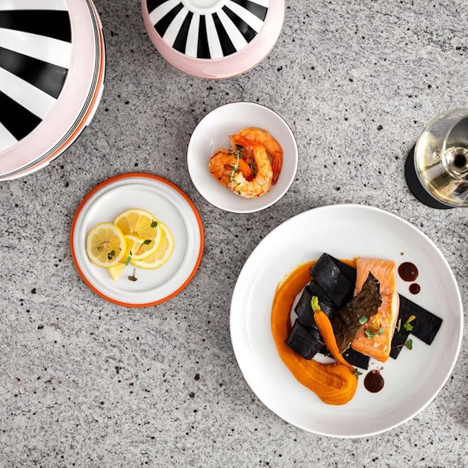Villeroy &amp Boch Iconic Collection La Boule Memphis 7-Piece Dinnerware Set for 2 Premium Porcelain Made in Germany Dishwasher Safe 9.5 x 9 in Colorful