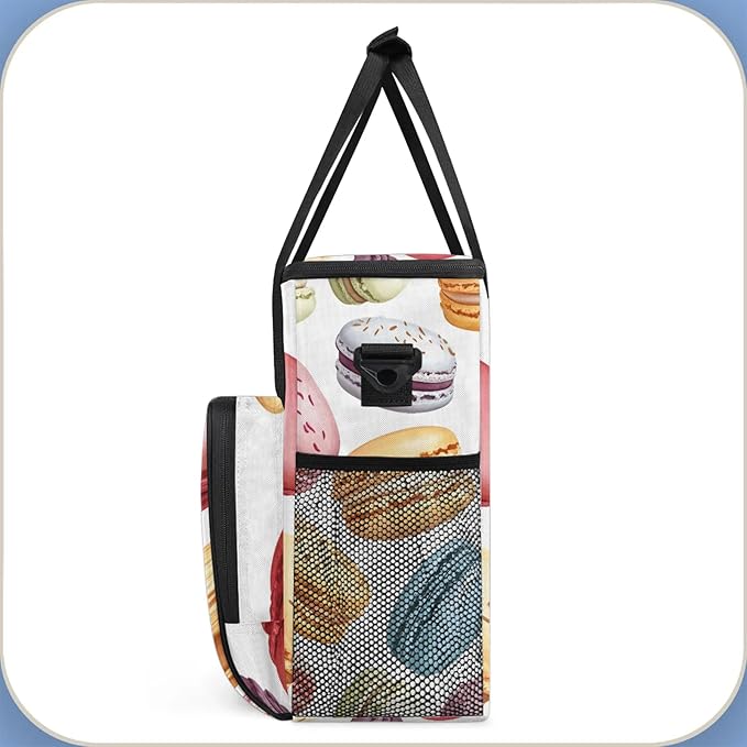 French Macarons Coffee Maker Travel Bag Colorful Insulated Grocery Bag Travel Picnic Leakproof Cooler Bags With Shoulder Strap
