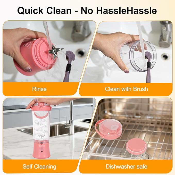 Portable Blender Dual Mode 18000RPM 20Oz Blending Cup Ice Crushing Smoothie Frozen Fruit Mini Home Gym Travel(Pink)