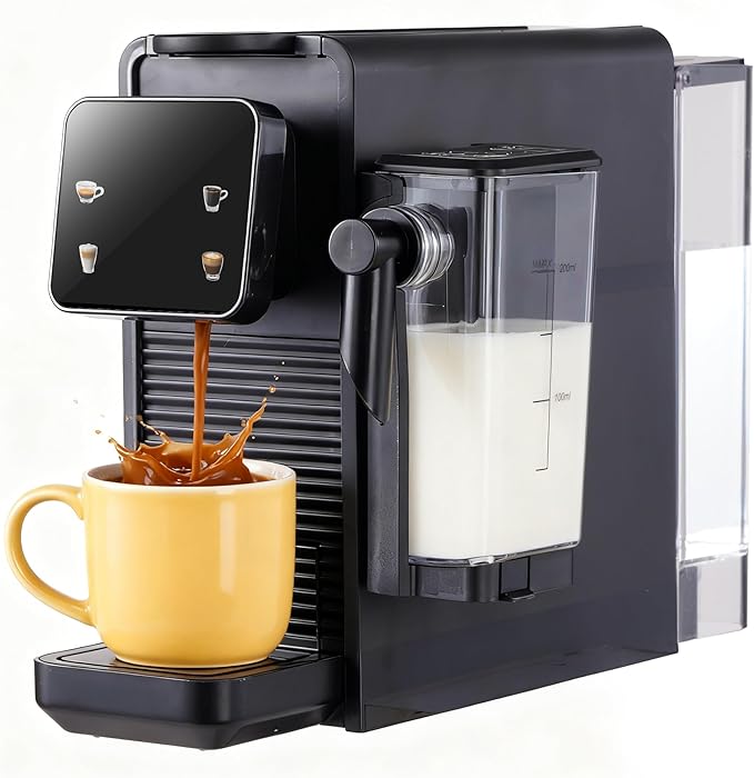 Morpilot Capsule Coffee Machine Compatible with Nespresso Capsules Single-Serve Coffee Machine For Espresso Lungo Cappuccino &amp Latte With Milk Frother 20-Bar High Pressure &amp 0.75L Water Ta