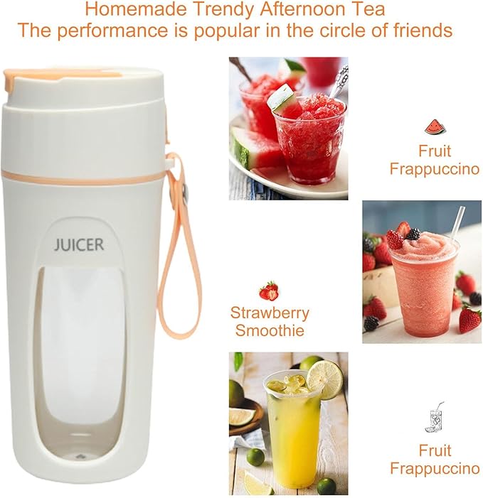 Travel Blender Rechargeable and Waterproof Bottle for Beating Fruits of 340 ml | Rechargeable Blender with 3000 mAh Battery for Drinks Juices Fruit Gym Beach and Camping