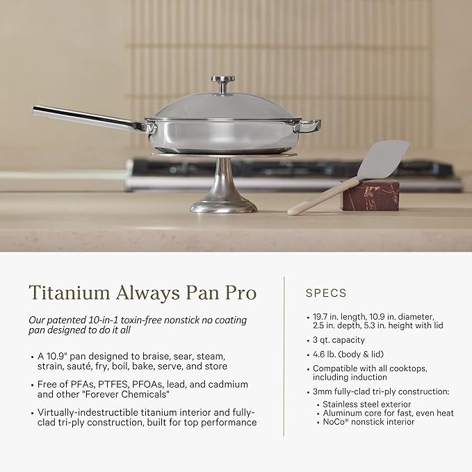 Our Place 15-Piece Titanium Pro Cookware &amp Bakeware Set | Tri-Ply Titanium &amp Stainless Steel Nonstick Fry Pans &amp Pots | Ceramic Nonstick Bakers &amp Griddle Pan | Non-toxic PFAS-Free | S
