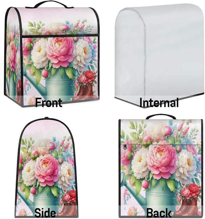 Kitchen Aid Mixer Cover Flower Florals Stand Mixer Cover Compatible with 6-8 Quarts Stand Mixers Dust Covers with Zipper Pocket Foldable Washable Kitchen Aid Organizer Bag