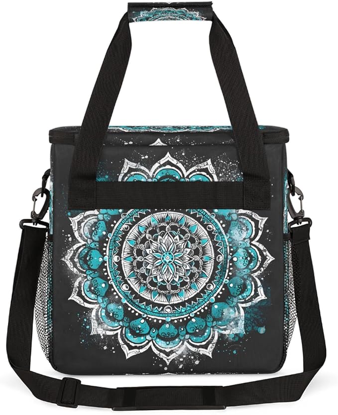 Bohemian Mandala 10 Coffee Maker Carring Bag Travel Carrying Storage Tote Bag Compatible with Keurig K-Mini or K-Mini Plus Portable Single Serve Coffee Brewer Case with Pockets for K-cup Pods