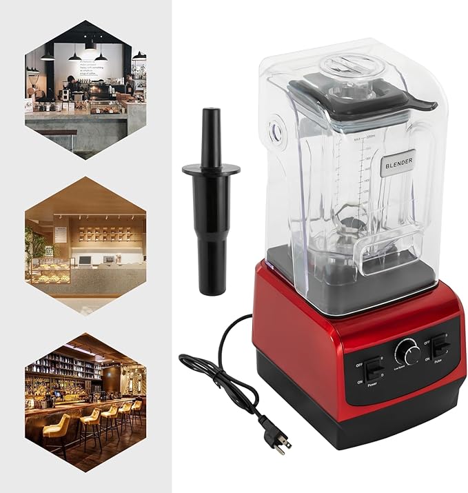 Soundproof Blender110V 2200W 2.2L Commercial Fruit Juice Smoothie Maker With Shield Quiet Sound Enclosure for Puree Ice Crush Shakes and Smoothies(2.2L2200WRed