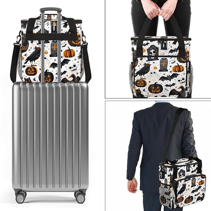 Magical Pumpkin Coffee Maker Carrying Bag Gothic Pumpkin Travel Storage Bag Compatible with K-Mini or K-Mini Plus Single Serve Coffee Brewer Carrying Case with Multiple Pockets &amp Shoulder Strap