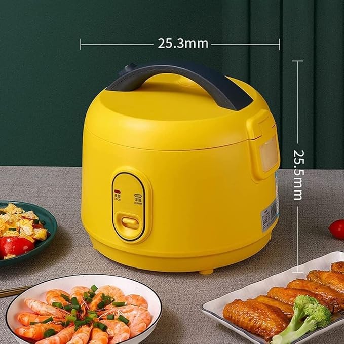 Multi-Function Rice CookerElectric Rice Cooker Yellow 2L Small Rice Cookers with Removable Non-Stick Rice Pot Meat Or Porridge Cooking