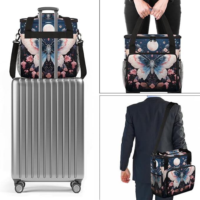 Gothic Butterfly Coffee Maker Carrying Bag Mystic Butterfly Travel Storage Bag Compatible with K-Mini or K-Mini Plus Single Serve Coffee Brewer Carrying Case with Multiple Pockets &amp Shoulder Str