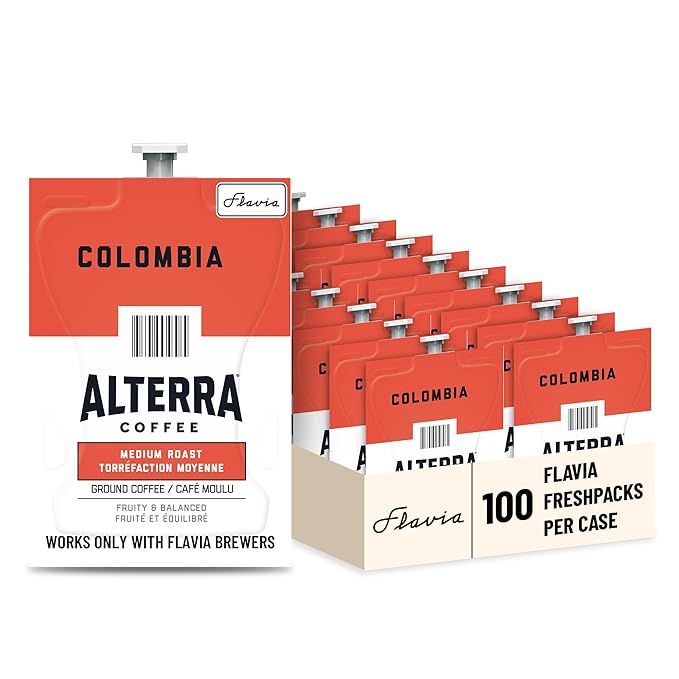 Flavia Alterra Colombia Coffee Freshpacks works only with Flavia Brewers Medium Roast (Case of 100)