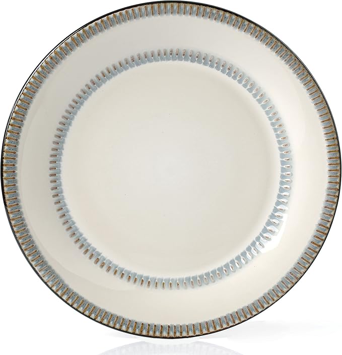 Elegant and Modern Stoneware Scroll Dinnerware Set for Hosting Parties and Events - Contrast 16 Piece