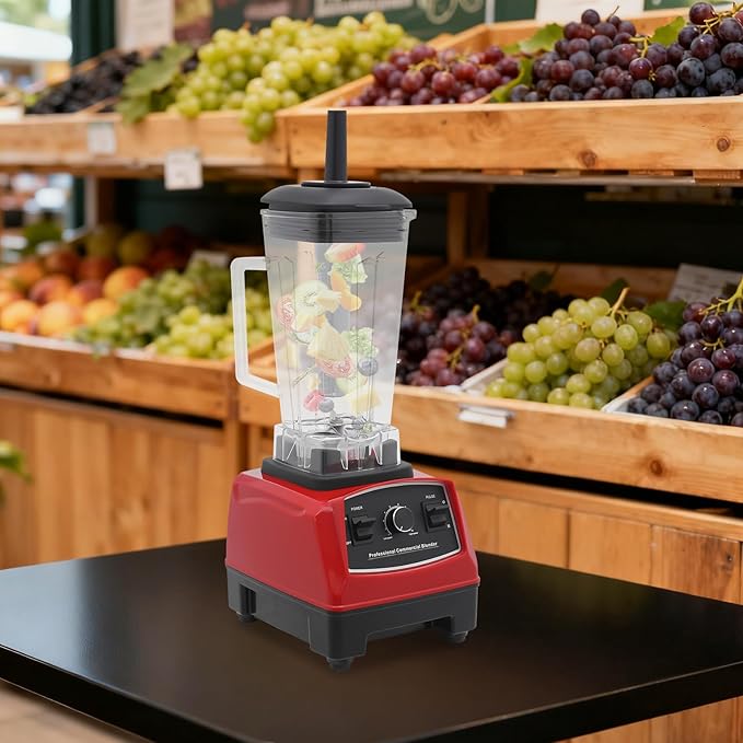 Countertop Commercial Blender 2200W Smoothie Mixer Juicer 2L Capacity 10 Variable Speed 26000 RPM Stainless Steel Ice Crusher Smoothie Blender for MilkshakesIce Creams Fresh Juices (Red)