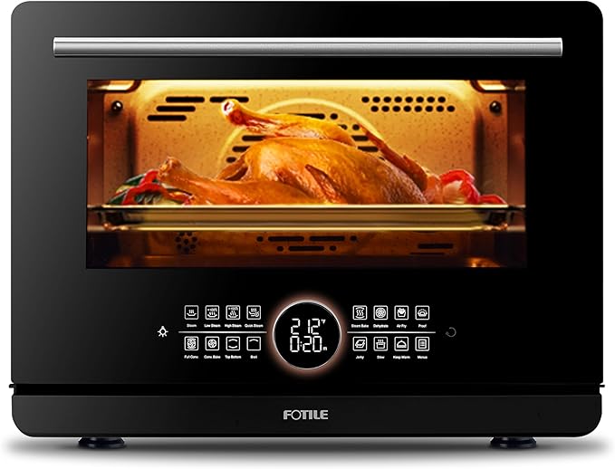 FOTILE HYZK32-E3-B ChefCubii 1.1 cu. ft. 4-in-1 Combi-Steam Oven with Steam-Bake Air Fry Convection Dehydrator Functions and 50 Preset Menus Black