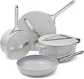 Caraway Non-stick Ceramic Cookware Set (12 Piece) Pots Pans Lids and Kitchen Storage - PFAS &amp PFOA Free - Oven Safe Pan Set &amp Compatible with All Stovetops - Gray