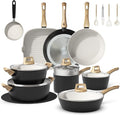 25-Piece Pots and Pans Set Non StickTitanium Ceramic Cookware Set Non ToxicLong-LastingPFAS FreeInduction CompatibleComplete Kitchen Set for All Cooking Needs