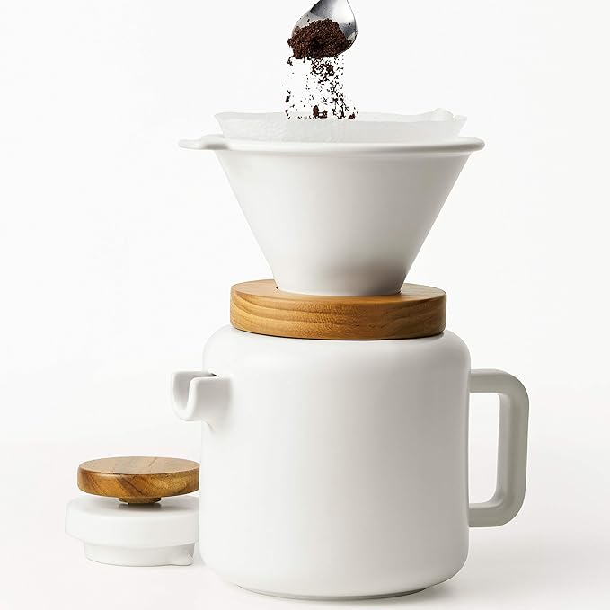 BonJour 47955 4-Cup Pour Set Stoneware Coffee Maker Matte White