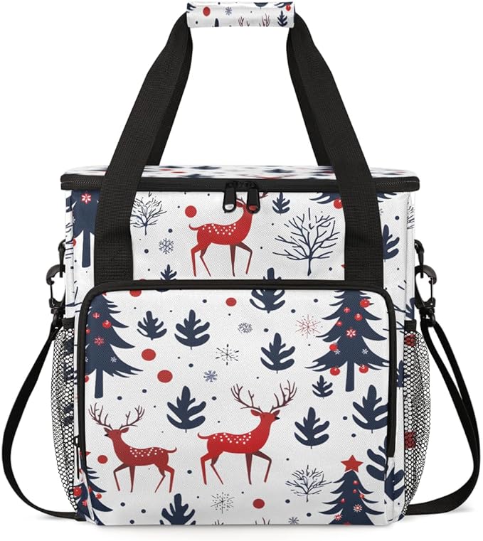 Xmas Tree Xmas Coffee Maker Carrying Bag Portable Travel Storage Tote Bag Compatible with K-Mini or K-Mini Plus Single Serve Coffee Brewer Carrying Case with Multiple Pockets &amp Shoulder Strap
