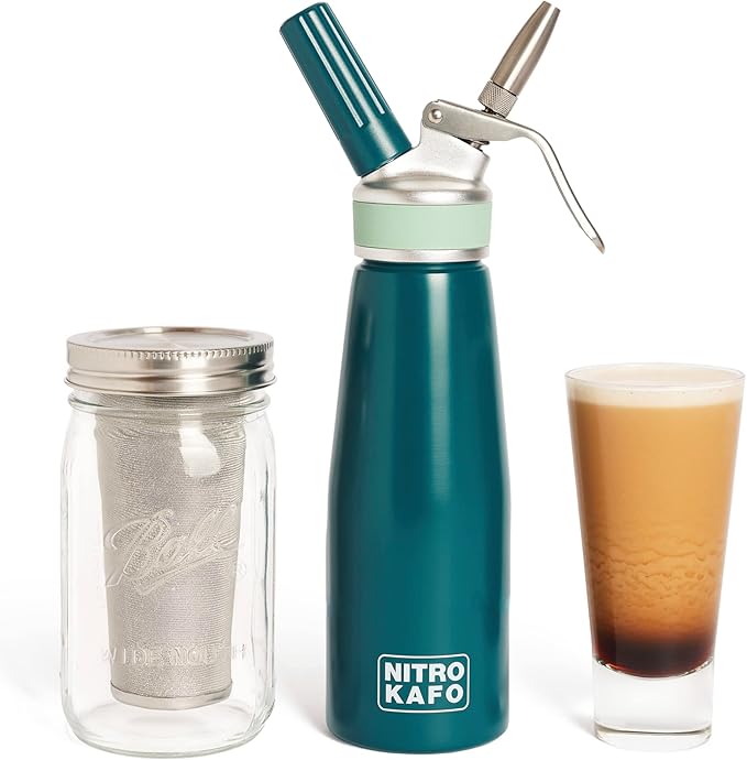 1L Nitro Coffee Maker Aluminum Nitro Cold Brew Coffee Maker with Special Nitro Diffuser Nozzle &amp Cold Brew Maker with Cold Brew Mason Jar 1 Quart/1L
