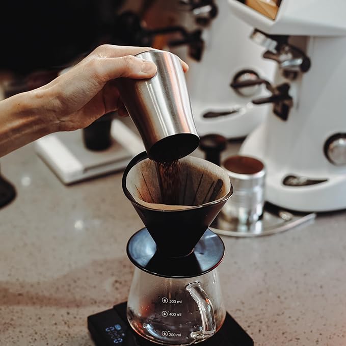 Pour Over Coffee Maker Set Black Ceramic Coffee Dripper with V60 Paper filter 650ml Coffee Glass Server for Cafe Home Restaurant 6291-12202-03A