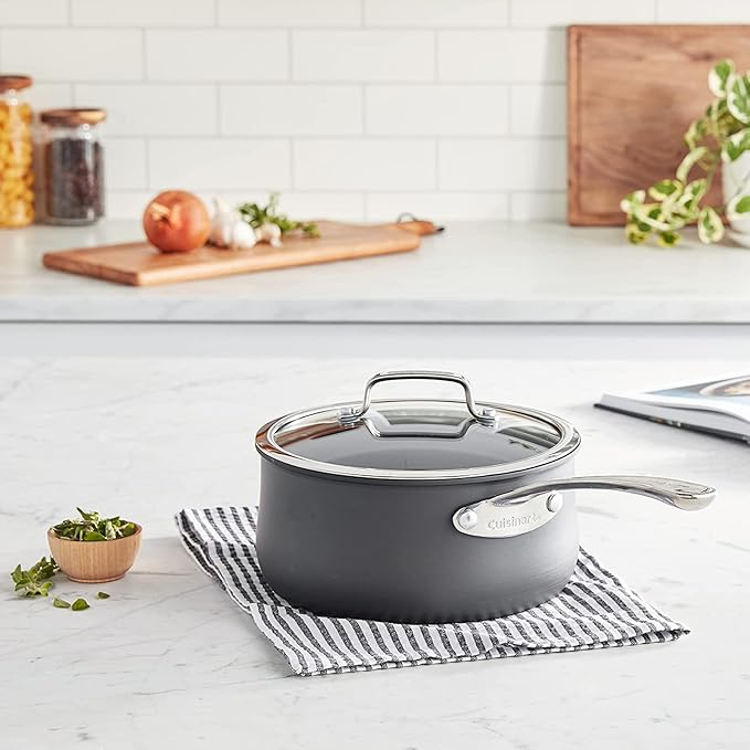 Cuisinart 64193-20 Hard Anodized 3-Quart Saucepan with Cover Contour-Stainless-Steel-Cookware Black