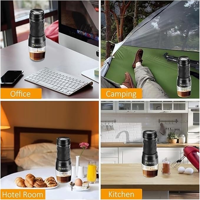 Portable Manual Espresso Machine - 3 in 1 Travel Coffee Maker for Capsule &amp Ground Coffee - Ideal for Camping &amp Outdoor Use