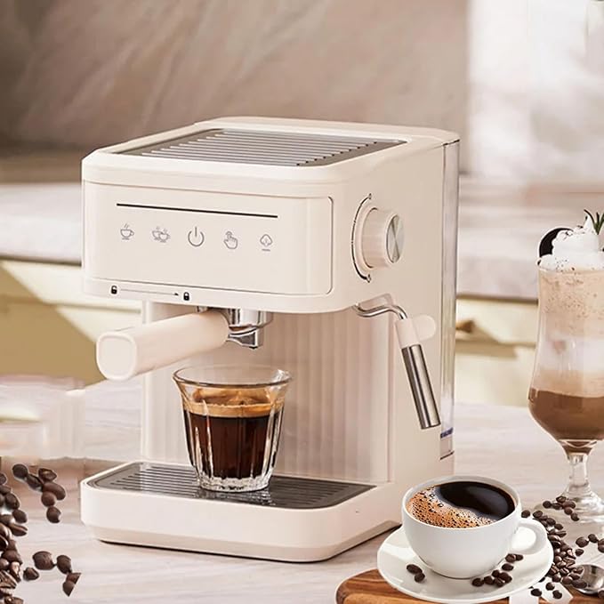 20bar Espresso Coffee Machine Italian Semi-Automatic Coffee Machine With Steam Wand 60oz Removable Water Tank Ntc Ntelligent Temperature Control Coffee Maker For HomeMilkyWhite