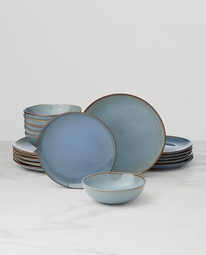 Oneida 899206 Organic Shades Blue 18-Piece Dinnerware Set Service For 6