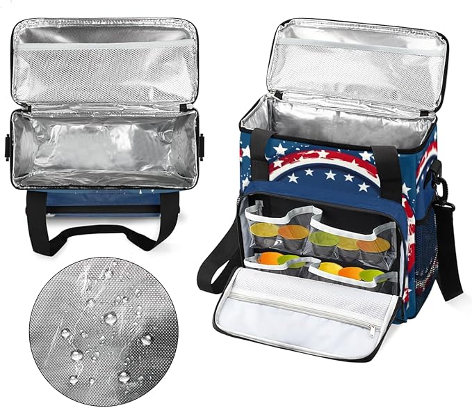 Shining Stars 4th of July Coffee Maker Carrying Bag Travel Storage Bag Compatible with K-Mini or K-Mini Plus Single Serve Coffee Brewer Carrying Case with Multiple Pockets &amp Shoulder Strap