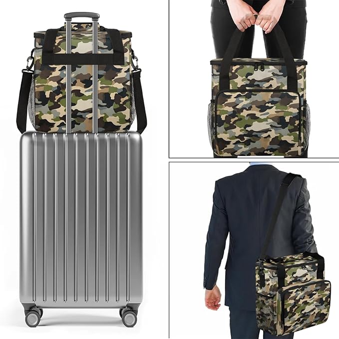 Camo Color Coffee Maker Travel Bag for Keurig K-Mini/K-Mini Plus Insulated Waterproof Tote with Pockets for K-Cup Portable Single-Serve Brewer Case