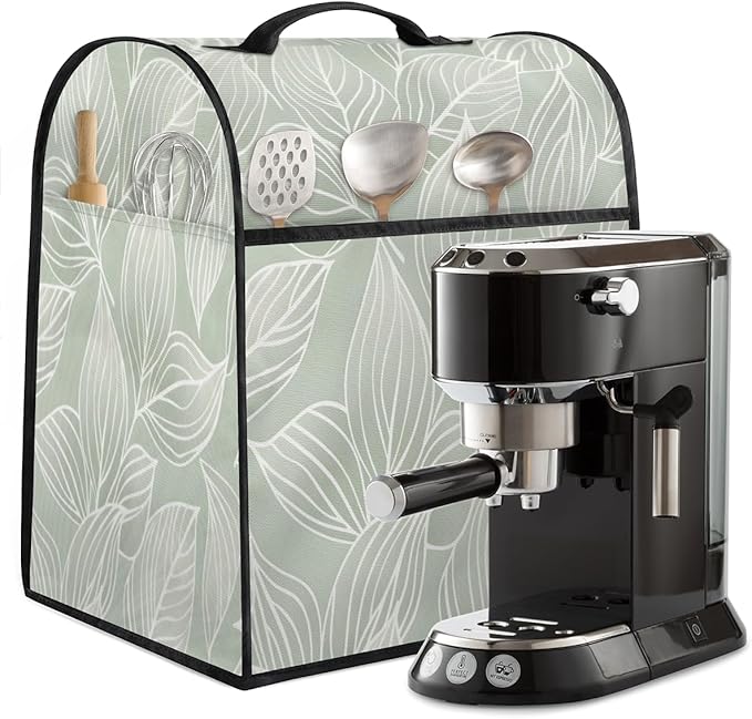 Kitchen Aid Mixer Cover Simple Pattern Green Stand Mixer Cover Compatible with 6-8 Quarts Stand Mixers Dust Covers with Zipper Pocket Foldable Washable Kitchen Aid Organizer Bag