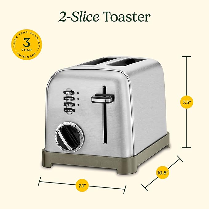 Cuisinart CPT-160 Metal Classic 2-Slice Toaster Brushed Stainless