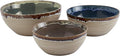 Tabletops Gallery Tuscan Reactive Glaze Stoneware- Platter Serving Bowl Mixing Bowl Mug Tuscan 3 Piece Serving Bowl Set (Blue Green and Brown)