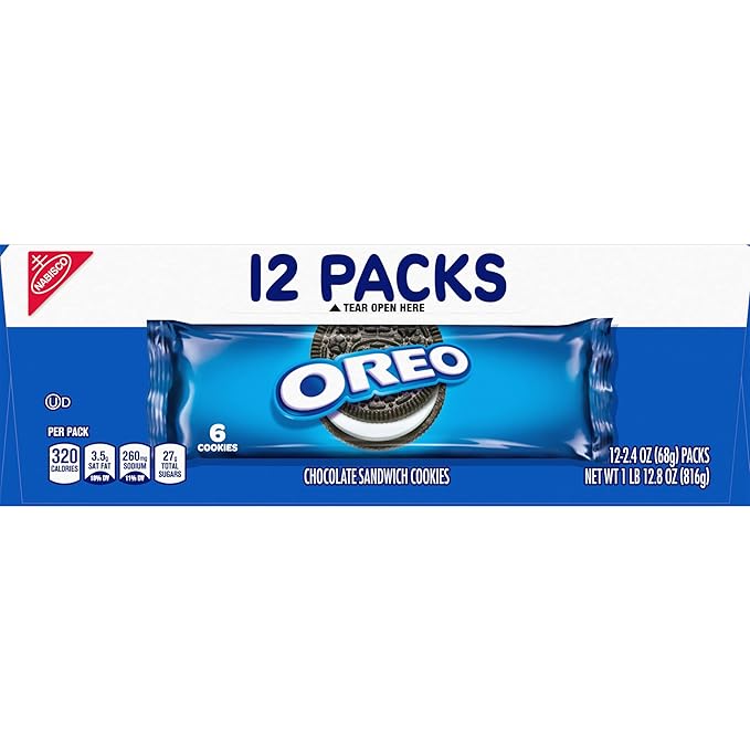 OREO Chocolate Sandwich Cookies School Lunch Box Snacks 2.4 Ounce (Pack of 12)