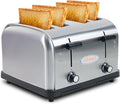 Hakka Toaster 4 Slice Heavy-Duty Stainless Steel Toasters Commercial Toaster with Extra Wide Slots Auto Pop-up &amp Removable Crumb Tray 1800W/110V