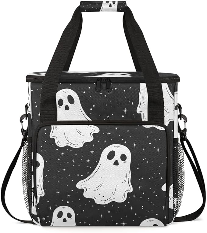 Oil Painting Spooky Ghosts Coffee Maker Carrying Bag Travel Storage Bag Compatible with K-Mini or K-Mini Plus Single Serve Coffee Brewer Carrying Case with Multiple Pockets &amp Shoulder Strap
