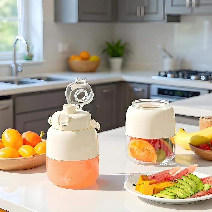 Portable Double Cover Juicer With Lightweight Design 21x12cm Portable Smoo-thie Blender Cordless Fruit Juicer Easy To Clean &amp Safe For Citrus Lemon Lime Orange Smoo-thie Juice Gym Use