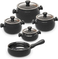 100% Ceramic Non-Toxic Healthy Long-lasting Lightweight Cookware Set - Oven Safe Up to 1200ºF Dishwasher Safe - PFAS PTFE PFOA PFOS Cadmium free - Black