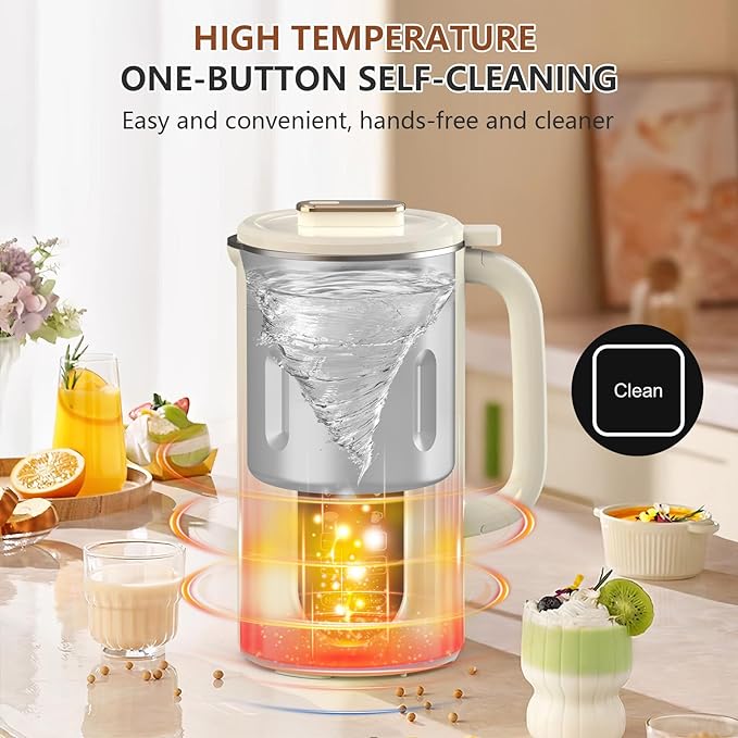 OMMO 10 in 1 Nut Milk Maker Blender 35oz Soy Milk Maker with Large Screen/10 Blades for Hot/Cold Almond Oat Soybean Milk Maker 12 Hours Timer/Self-Cleaning Includes Recipe Book-Accessories