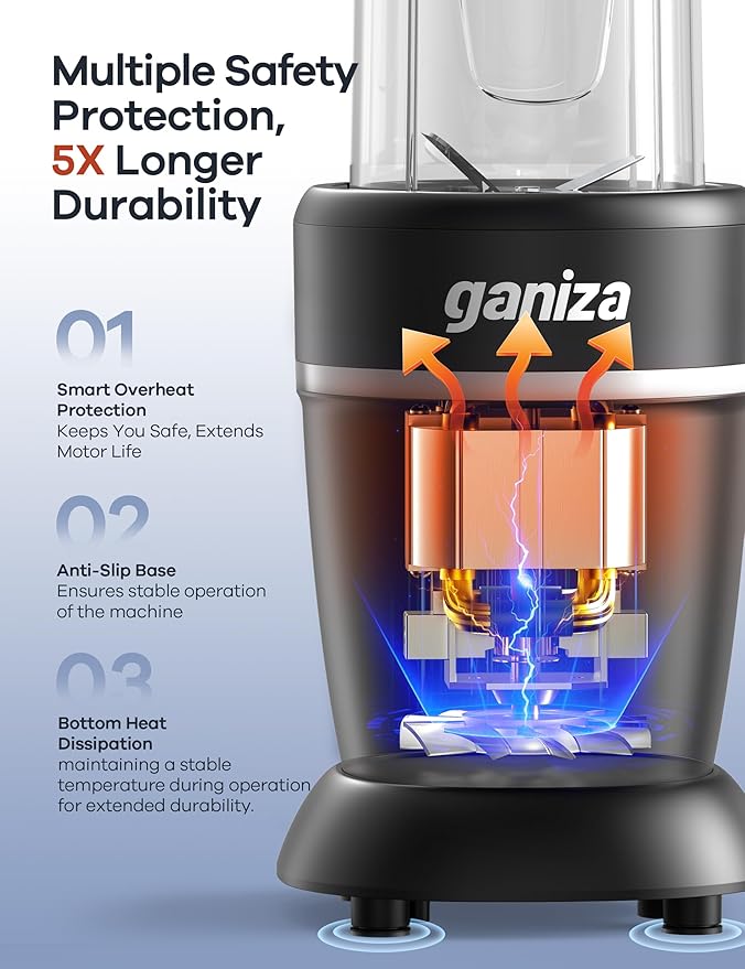 Ganiza GB08 Smoothie Blender and 8 in 1 Hand Blneder