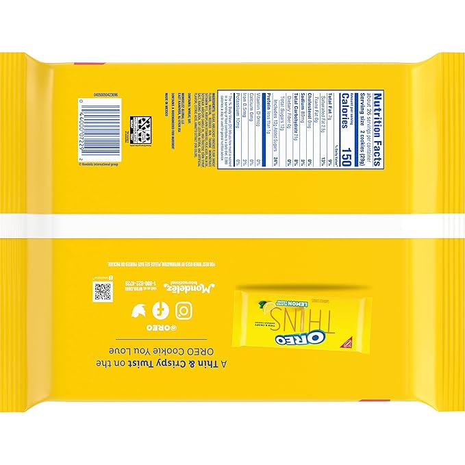 OREO Lemon Creme Sandwich Cookies Party Size 8-26.7 oz Packs