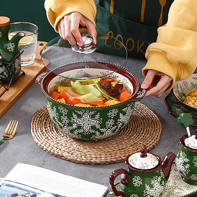 Kitchen Tableware SetCeramics Dinnerware Set Vintage Pattern Porcelain Dinner Sets of 34 Cereal Bowl and Steak Plate Set for Weddingb