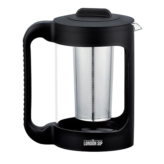The London Sip Cold Brew Coffee Maker 1500ml Cold Brew Pitcher with 304 Stainless Steel Filter Borosilicate Glass Iced Coffee Pitcher with Handle &amp Pour Spout Reusable Cold Brewer for Coffee &a
