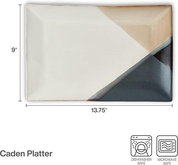 Gourmet Basics by Mikasa Caden Rectangular Serving Platter 13.75 Inch Multicolored