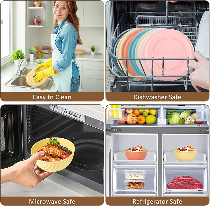 18PCS Wheat Straw Dinnerware Sets Unbreakable Reusable Dinnerware Set for 6 Microwave Dishwasher Safe Dinnerware for Outdoor Camping Dishes