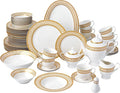 G1347-57G 57-PCs Bone China Porcelain Dinnerware Set Antique Greek Designed Tableware Set Dining Table Setting for 8 Set of 57