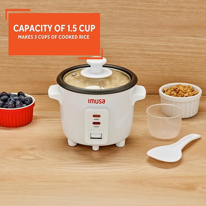 IMUSA 1.5cup Electric Ceramic Rice Cooker White
