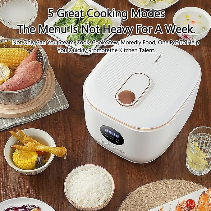 Portable Rice Cooker Non-Stick Ceramic Glaze Inner Pot Rice and Soup Separation Technology 24-Hour Smart Reservation Suitable for Dormitory and Camping