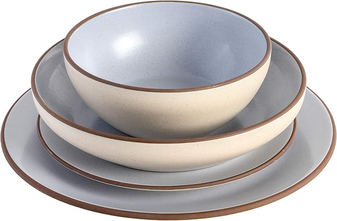 Gibson Elite Contempo Classic Double Bowl Dinnerware Set Service for 4 (16pcs) Light Blue