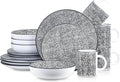 Stone Lain Sophie Rustic Stoneware Dinnerware Service for 4 Black and White Textured 16 Pieces